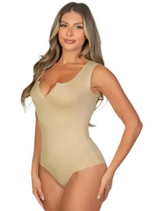Split Neckline Sleeveless Bodysuit
