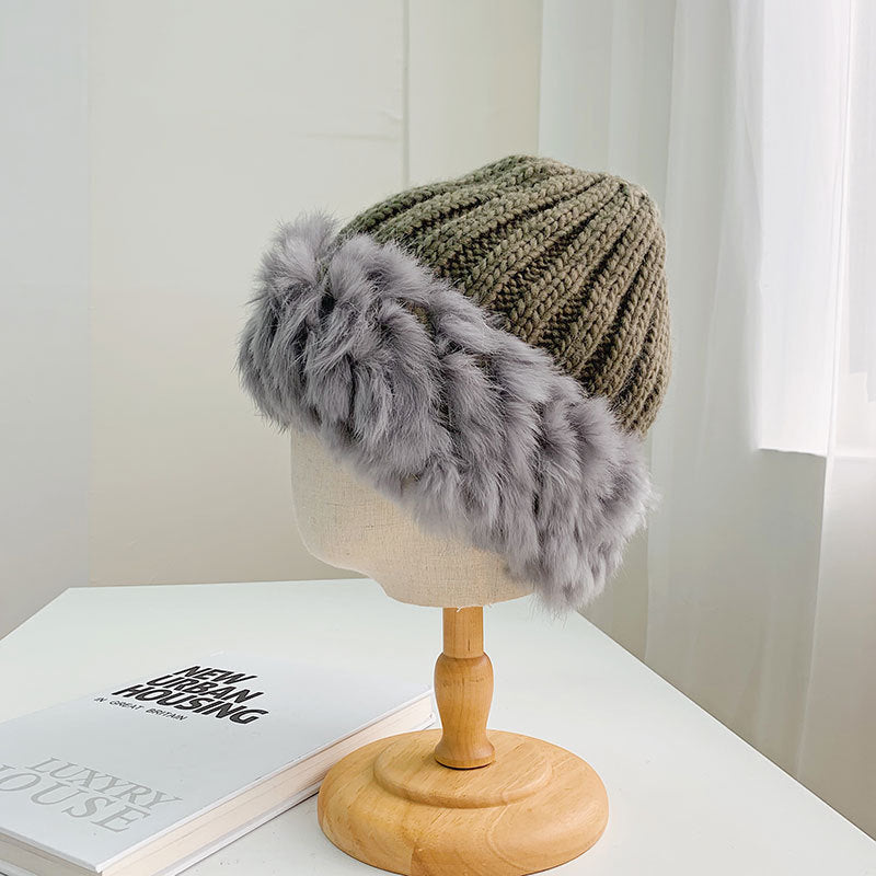 Women's Wool Fur Spliced Fisherman's Hat | Embroidered Cap