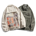 Retro Loose Jacket with Patch Design
