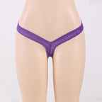 Plus Size Lace Transparent Low Rise Thong Panties