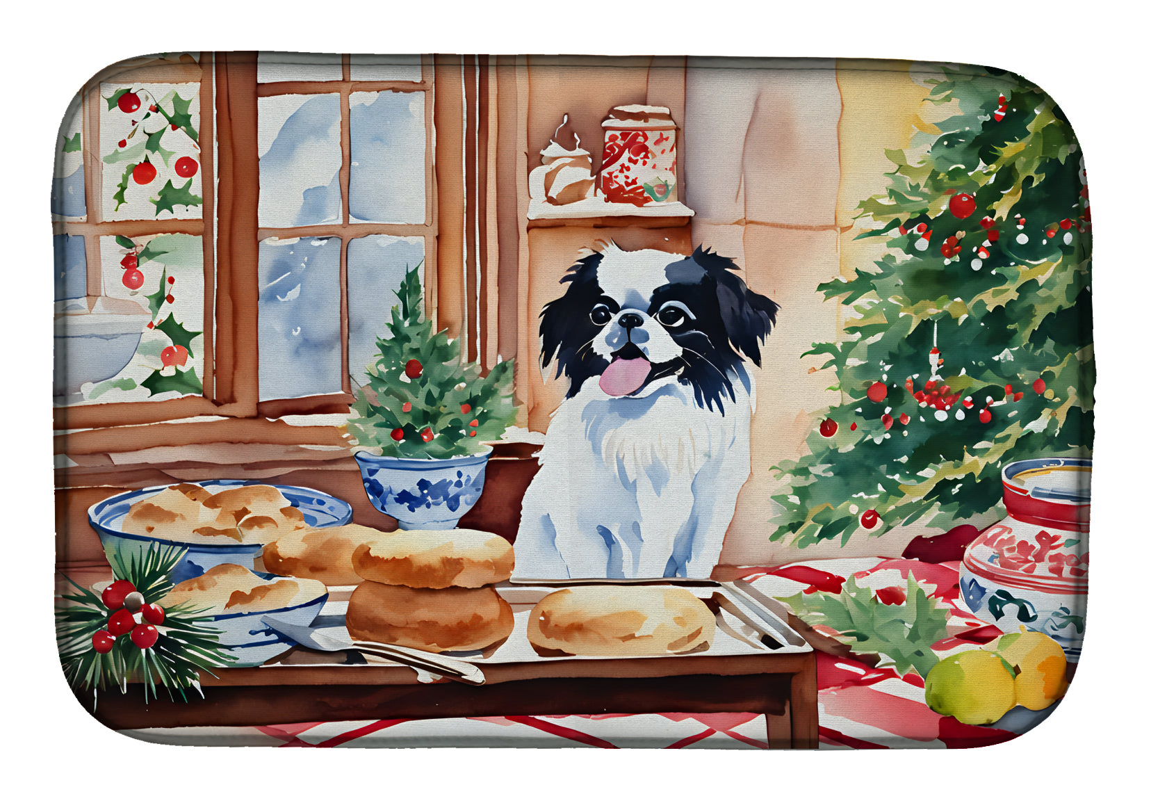 Japanese Chin Christmas Cookies Dish Drying Mat