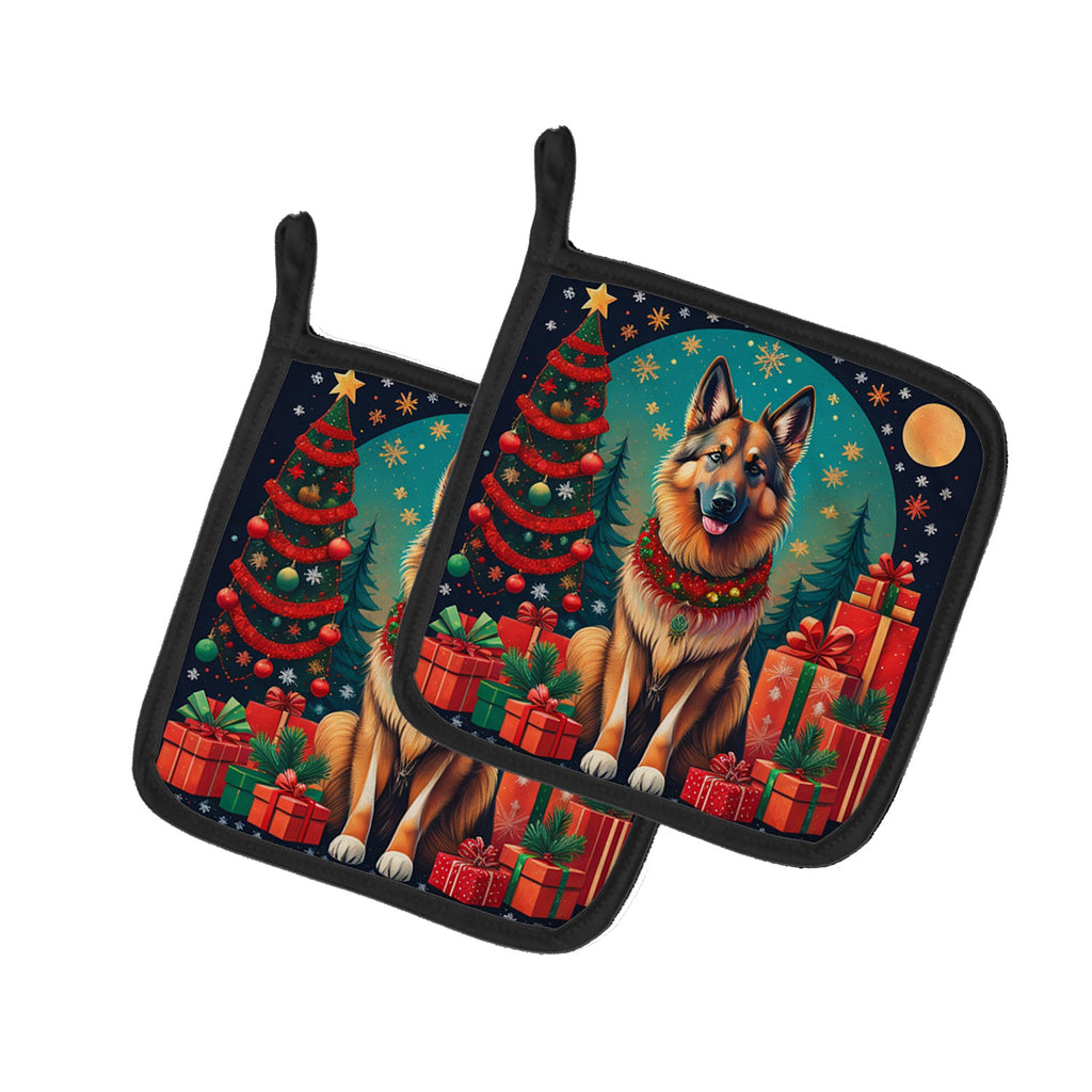 Belgian Tervuren Christmas Pair of Pot Holders