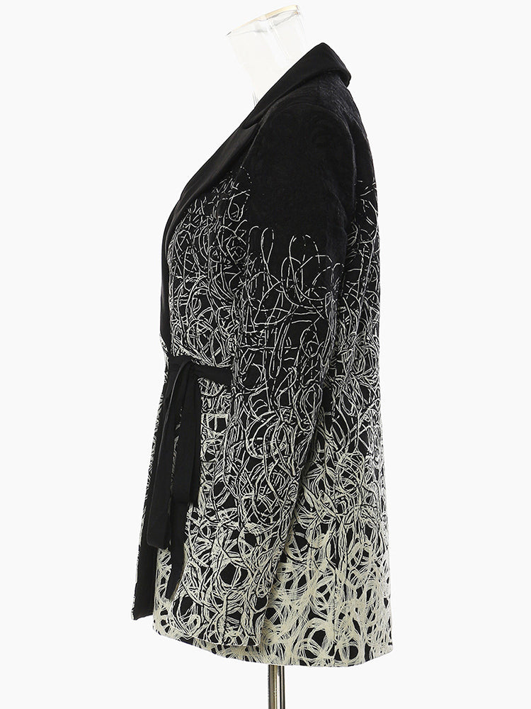 Women’s Black Embroidered Plus Size Blazer Jacket