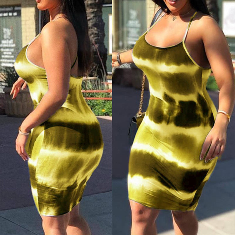 Women's Halter Tie-Dye Dress for Festivals and Dating