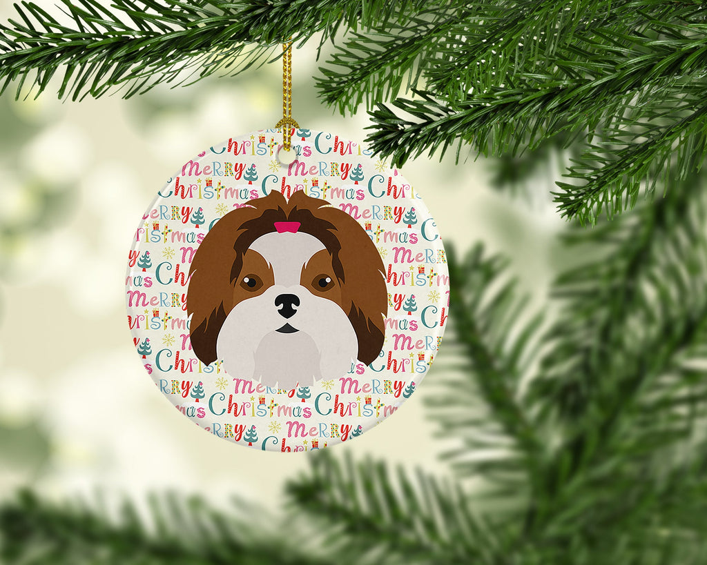 Imperial Shih Tzu Merry Christmas Ceramic Ornament