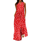 V-neck Floral Pocket Dress for Women