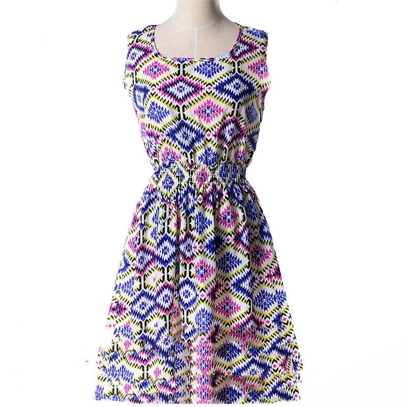 Plus Size Floral Chiffon Sleeveless Dress