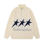 Men's Vintage XINGX Embroidered Sweater with Stand Collar