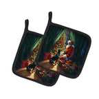 Doberman Pinscher and Santa Claus Pair of Pot Holders