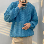 Korean Knitted Pullover Sweater for Men in Solid Color | Streetwear