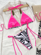 Women's Sequin Printed Triangle Bikini Set