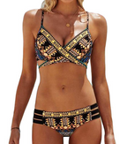Cross-Back Tribal Print Sexy Bikini Swimsuit