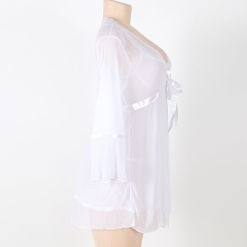 Lace and Mesh Lingerie Set with Sexy Nightgown