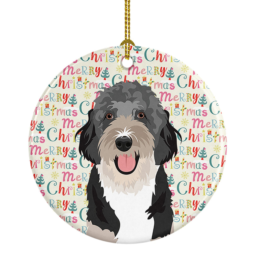 Doodle Black Tricolor #1 Christmas Ceramic Ornament