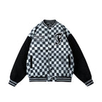 Plaid Quilted Cotton Baseball Jacket for Casual Wear