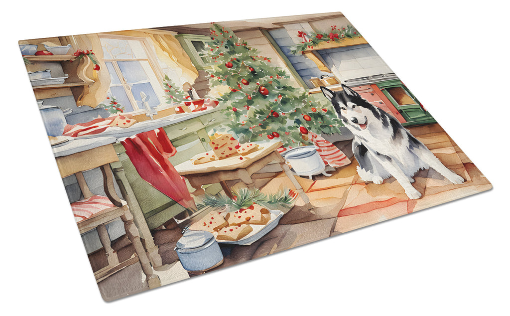 Alaskan Malamute Christmas Cookies Glass Cutting Board