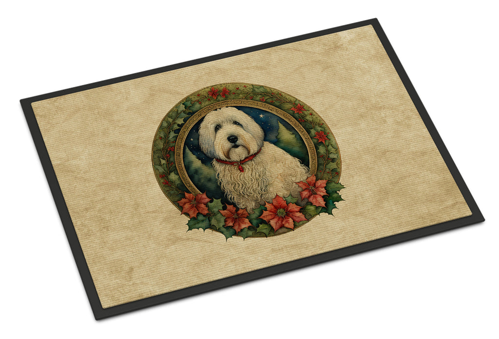 Old English Sheepdog Christmas Flowers Doormat