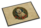 Old English Sheepdog Christmas Flowers Doormat
