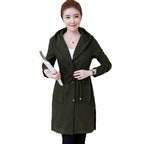 Hooded Mid-Length Trench Coat for Women - Casual Style