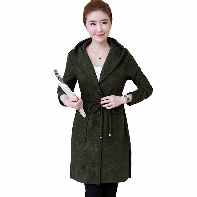 Hooded Mid-Length Trench Coat for Women - Casual Style