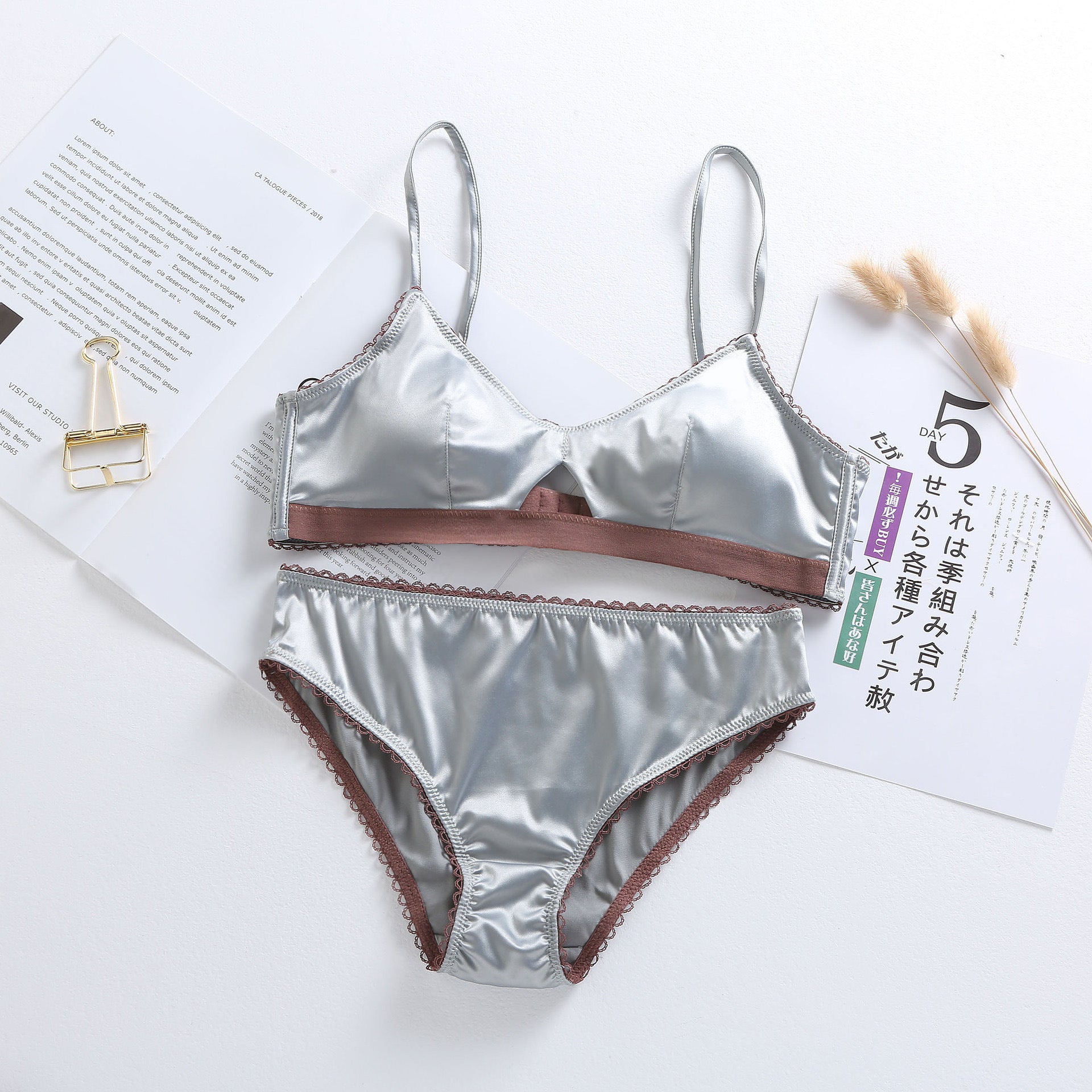 Six Rabbit Satin Comfort Wireless Bralette Set