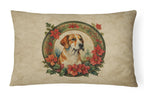 English Foxhound Christmas Flowers Throw Pillow