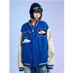 Women's White Cloud Stitching Baseball Jacket