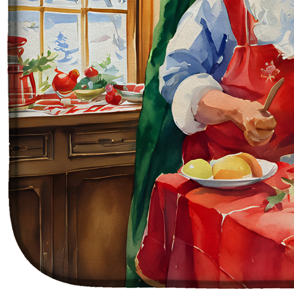 Cookies with Santa Claus Papa Noel Dish Drying Mat