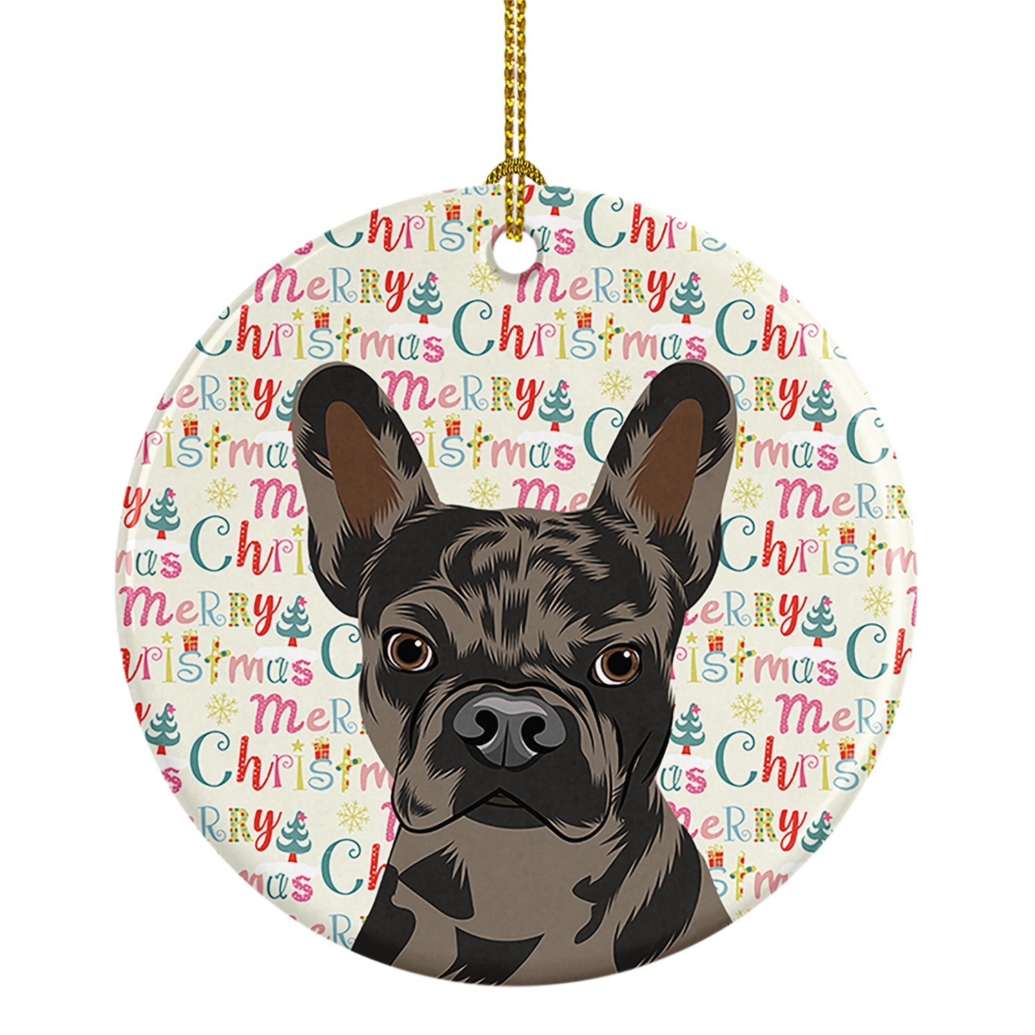 French Bulldog Chocolate Christmas Ceramic Ornament