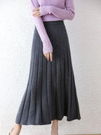 Mid-Length Thickened Pure Wool Skirt for Women