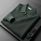 Men's Knitted Waffle Half-Zip Lapel Sweater
