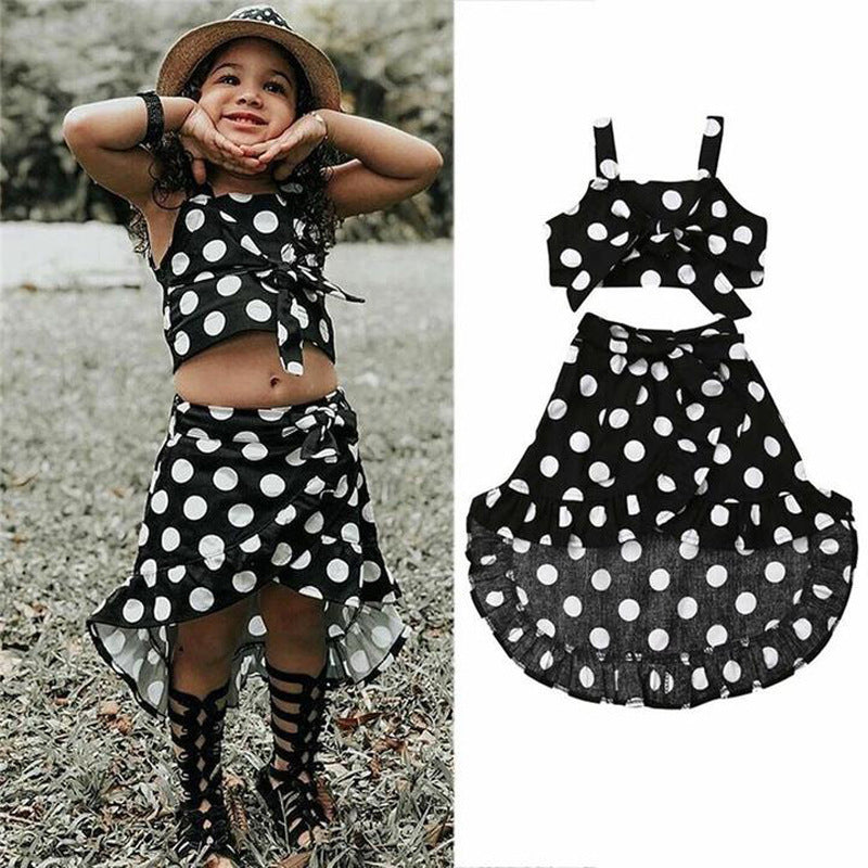 Girls' Polka-Dot Tank and Ruffle Skirt Set