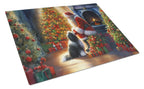Tibetan Terrier and Santa Claus Glass Cutting Board