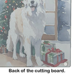 Great Pyrenees Cozy Christmas Glass Cutting Board