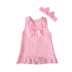 Summer Style Girls' Sleeveless Bow Dress and Headband Set