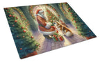 Finnish Spitz and Santa Claus Glass Cutting Board