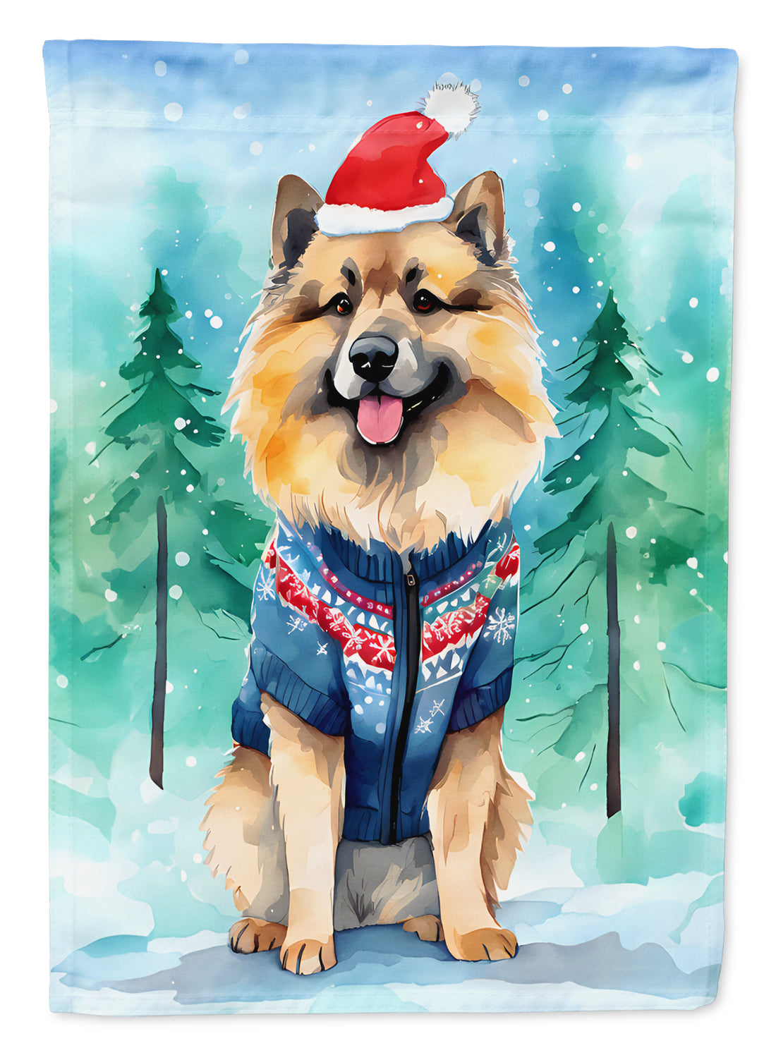 Keeshond Christmas Garden Flag