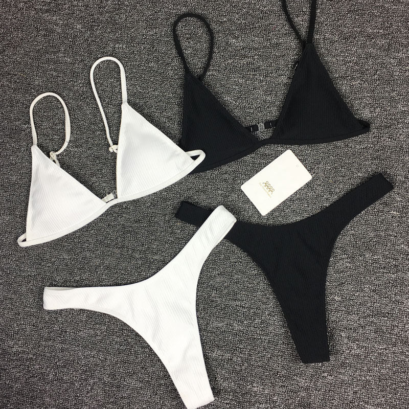 Ribbed Thong Bikini Set