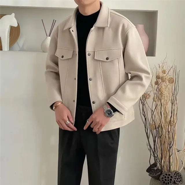 2024 Men's Slim Fit Korean Fashion Turndown Collar Jacket
