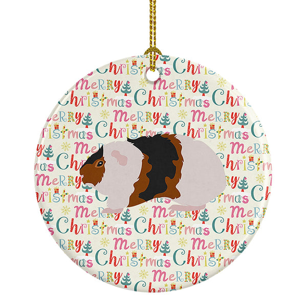 Teddy Guinea Pig Christmas Ceramic Ornament | Holiday Decor