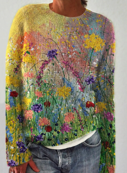 WOLFF Women's Sweater with 3D Floral Print (One Piece)