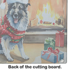 Norwegian Elkhound Cozy Christmas Glass Cutting Board