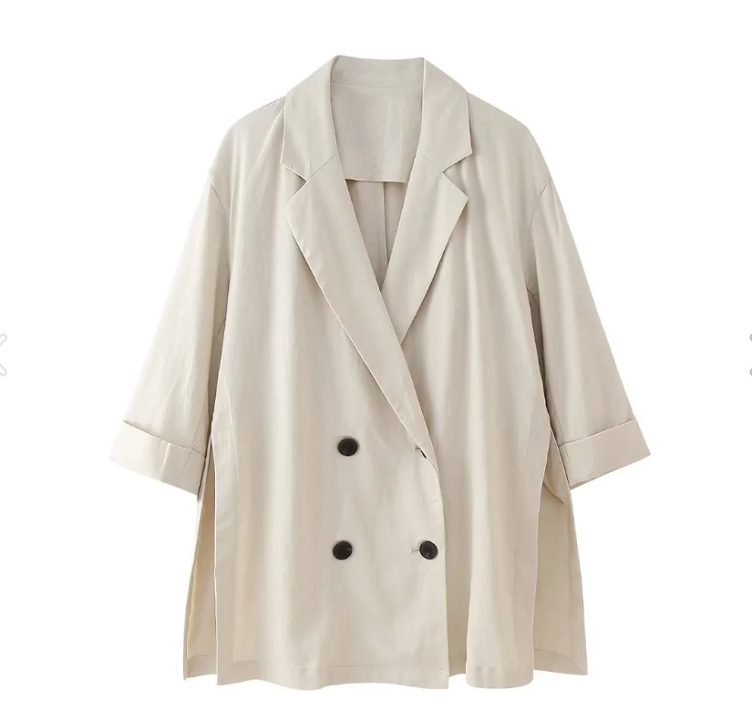 Ruffled Suit Jacket with Casual Trousers
