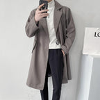 Men's Oversized Long Windbreaker Jacket - Korean Style