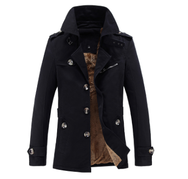 Men's Mid-Length Loose Velvet Padded Trench Coat