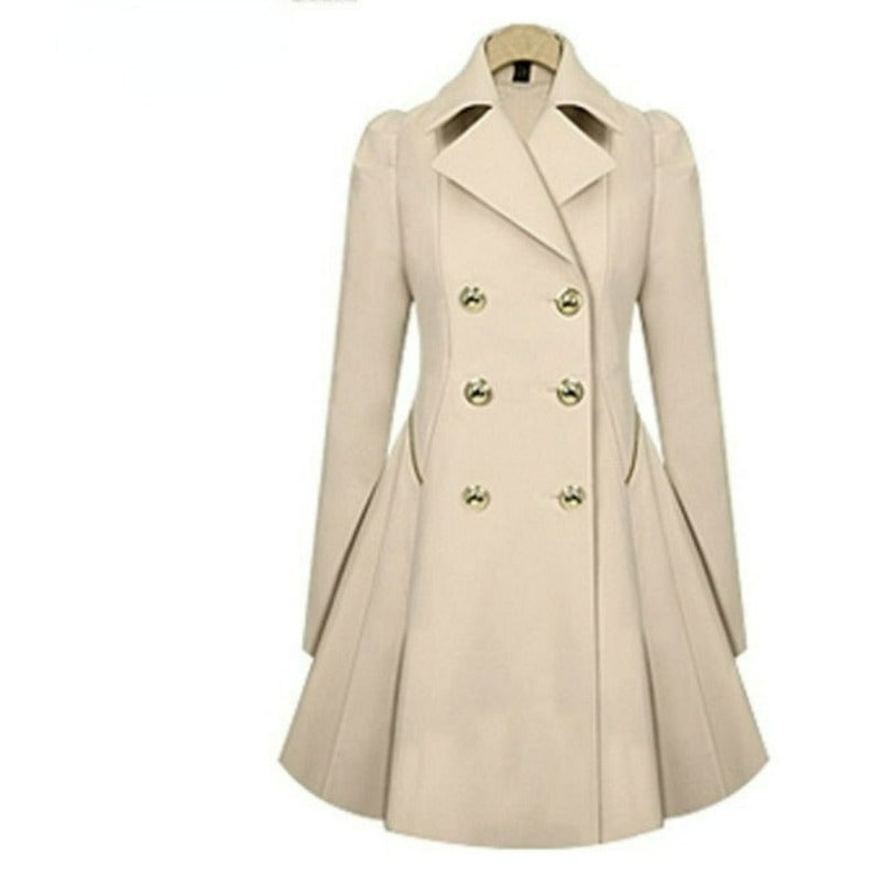 Women's Double-Breasted Long Sleeve Trench Coat