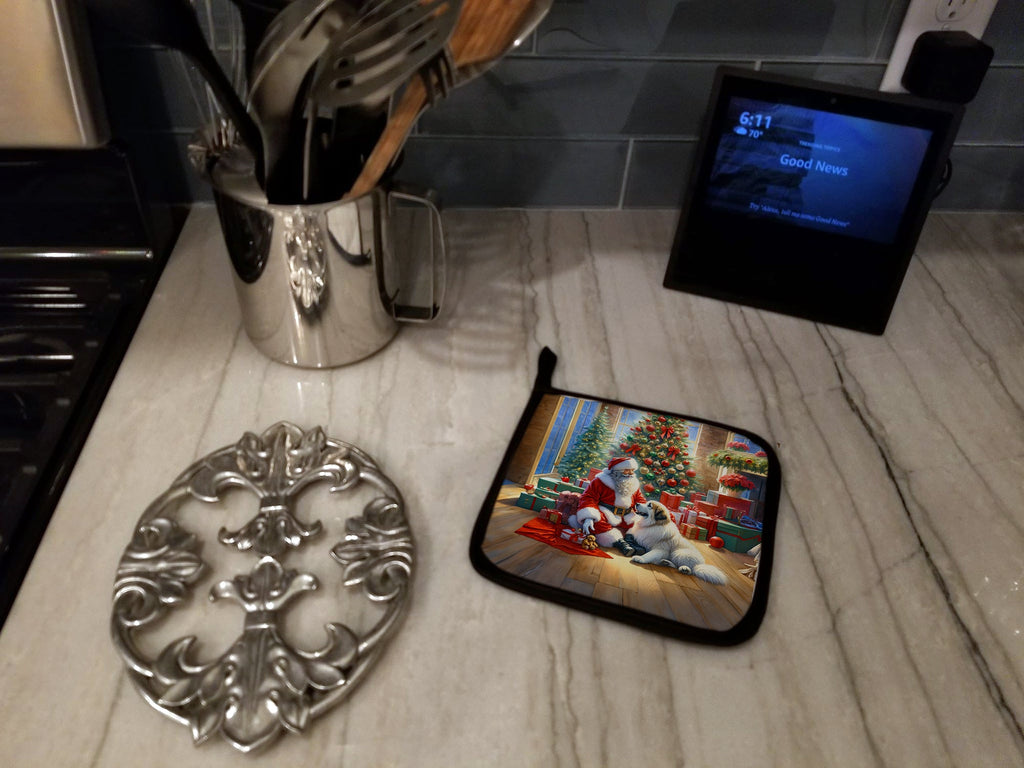 Great Pyrenees and Santa Claus Pair of Pot Holders