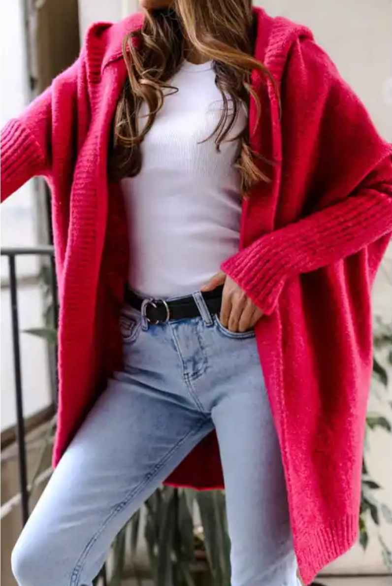 Hooded Patchwork Knit Sweater