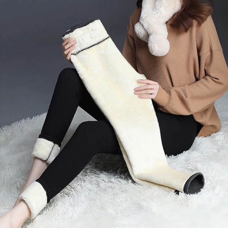 High Waist Velvet Padded Thermal Pants for Women