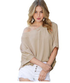 Casual Solid Color Batwing Sleeve Sweater for Women